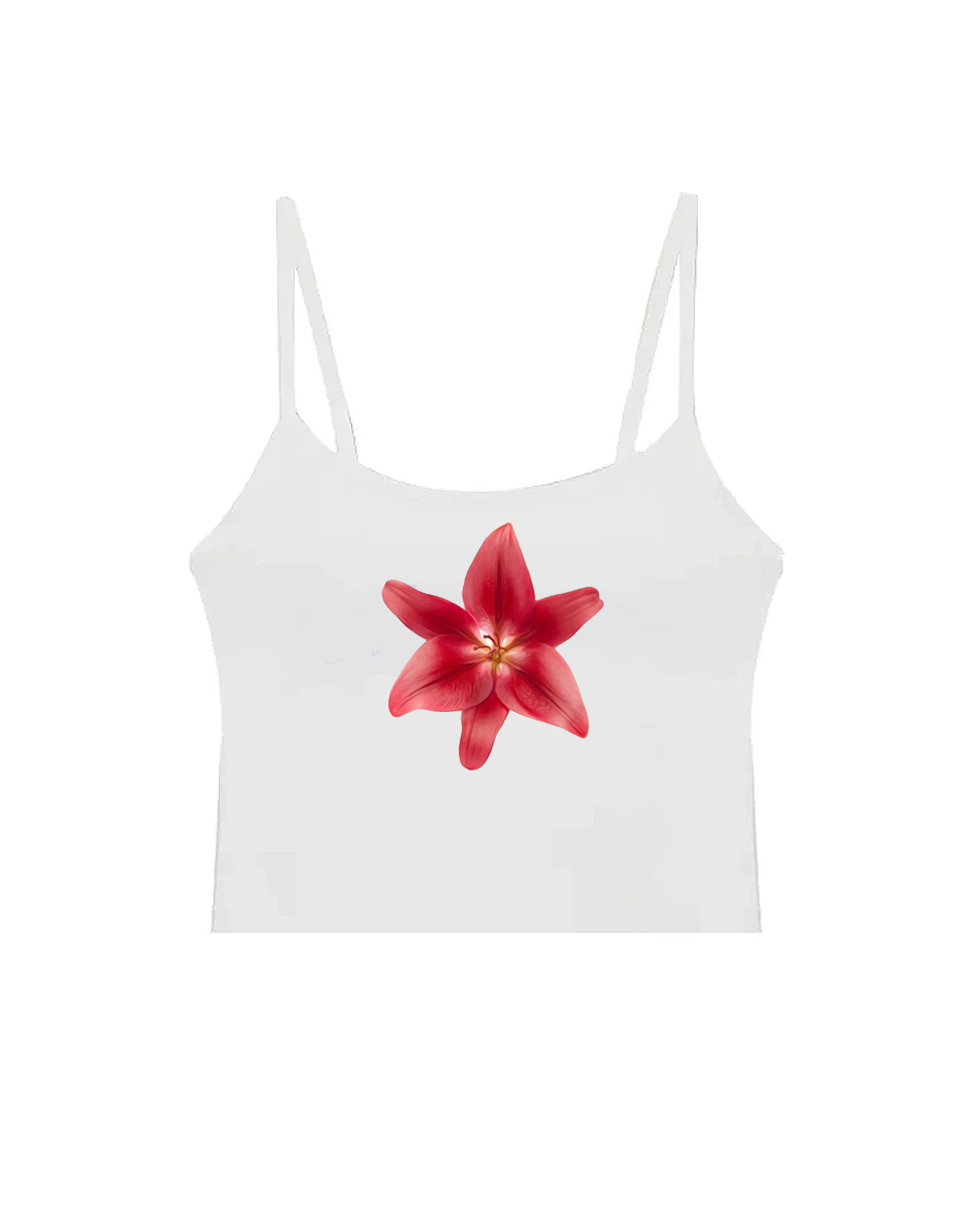 Red Hibiscus Tank Top