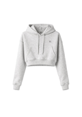Silk-Touch Grey Basic Crop Hoodie