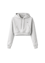 Silk-Touch Grey Basic Crop Hoodie