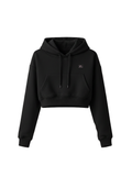 Silk-Touch Black Basic Crop Hoodie