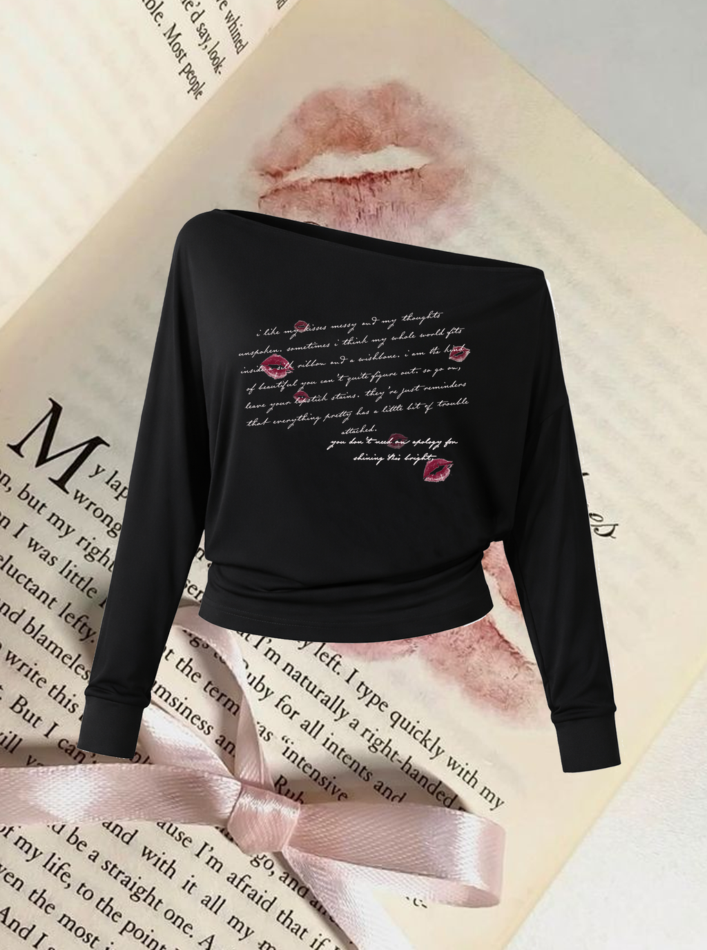 Lips & Lines One-Shoulder Top