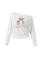 Fawn Heart One-Shoulder Top